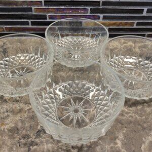 ARCOROC FRANCE STARBURST SET OF 4 GLASS 4" BERRY FRUIT DESSERT SERVING BOWLS MCM